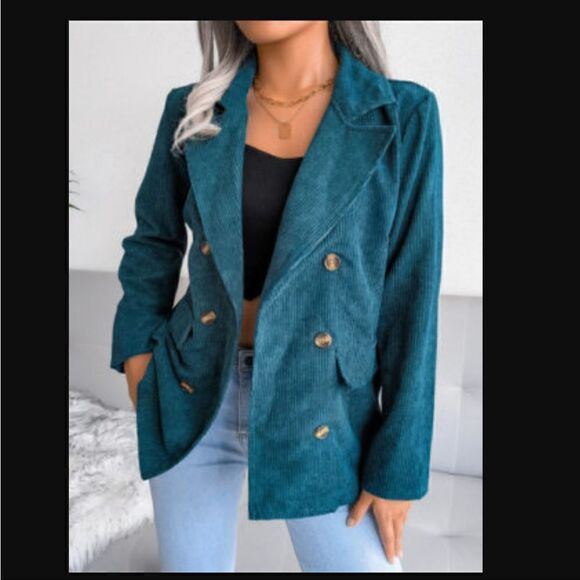 Double-Breasted Oversized Blazer Jacket  - Picture 1 of 3